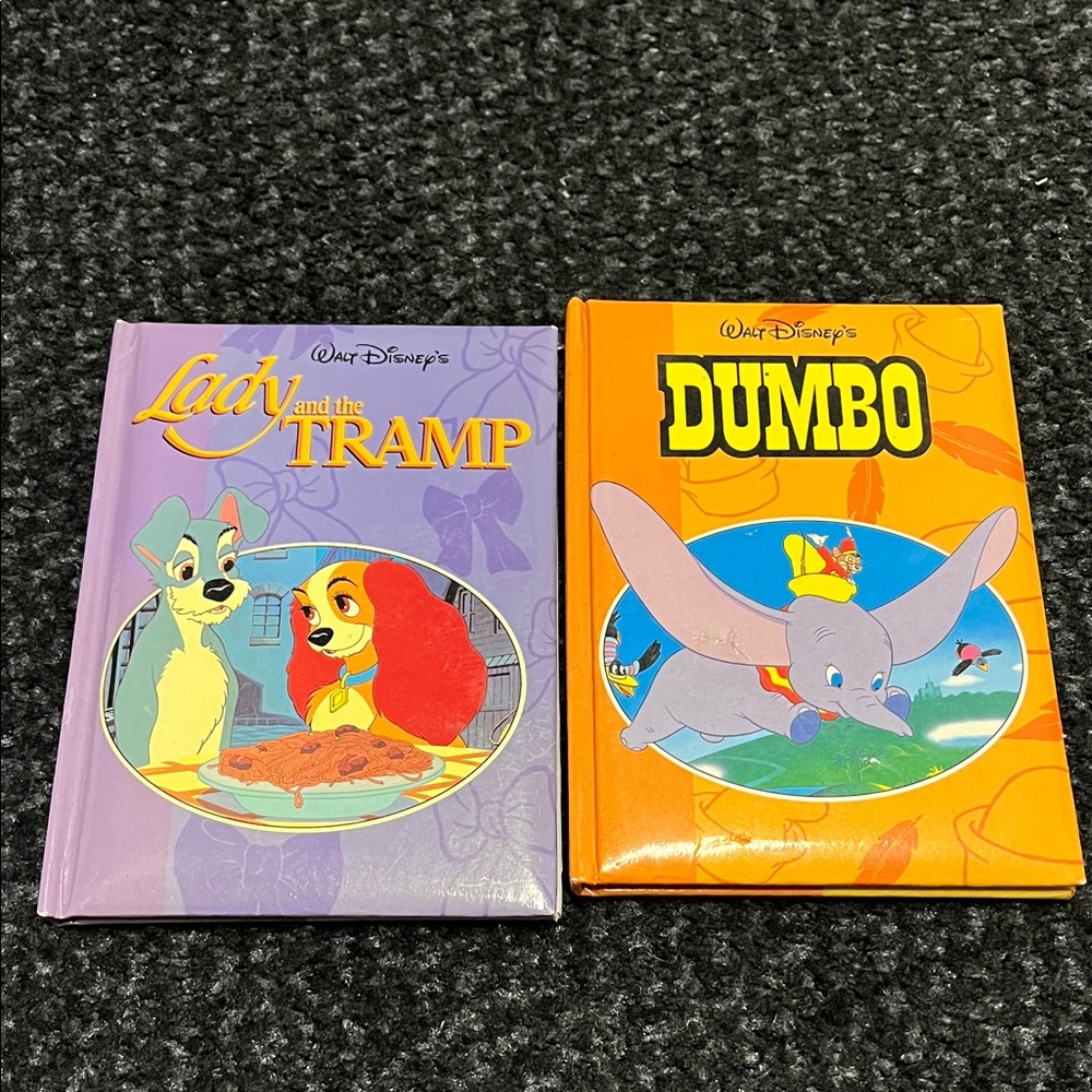 🍀6/$20 Disney Lady and the Tramp Purple & Dumbo Orange Books